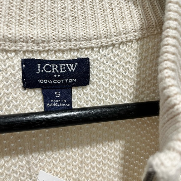 J. Crew Factory Cotton honeycomb knit half-zip in natural NEW CA561 $128 small - Picture 8 of 11